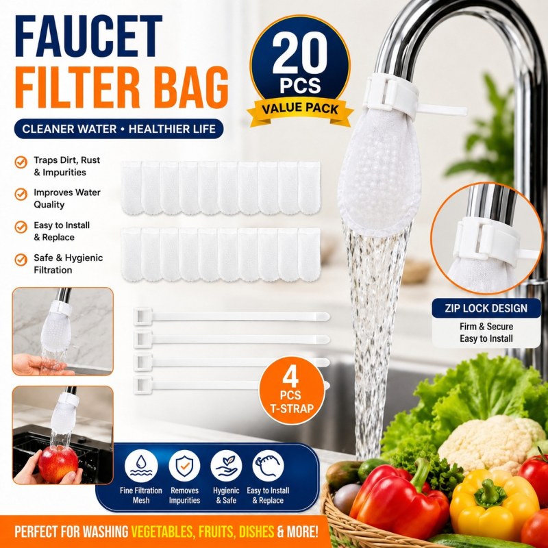 20Pcs Anti-splash Cotton Thickened Filter High-density Universal Faucet Filter (with 4 pcs T-strap)-0941