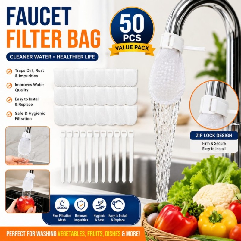 50Pcs Anti-splash Cotton Thickened Filter High-density Universal Faucet Filter (with 10pcs T-strap)-0941
