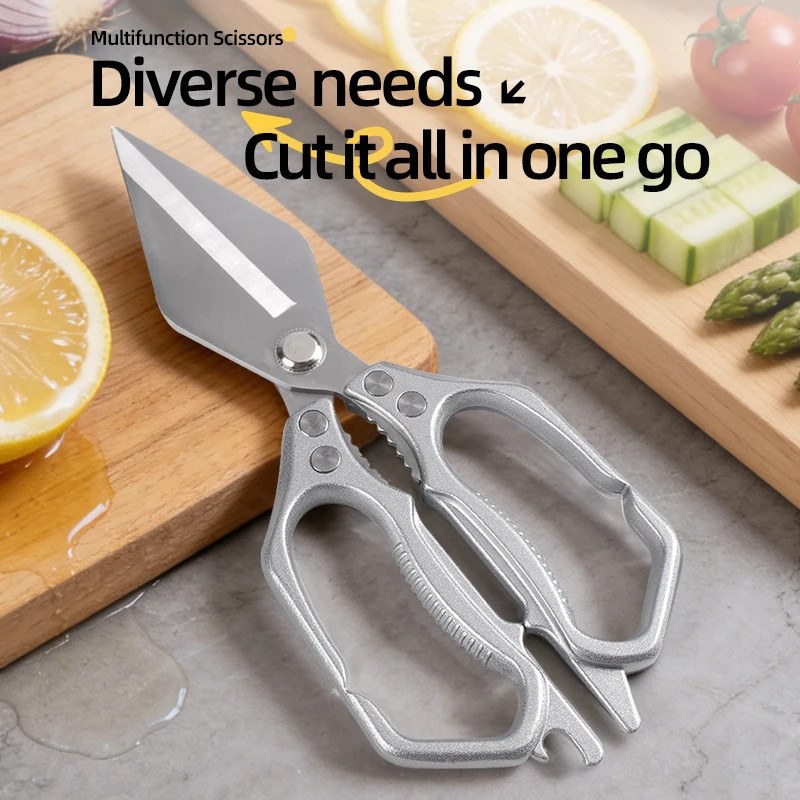Stainless Steel Kitchen Scissors Poultry Shears Fish Bone Remover Multi functional Scissors- 000982