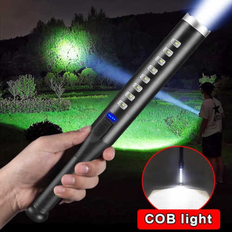 High Power Rechargeable LED Flashlight with COB Light | Lightweight ABS Body USB Emergency Torch EBW2032