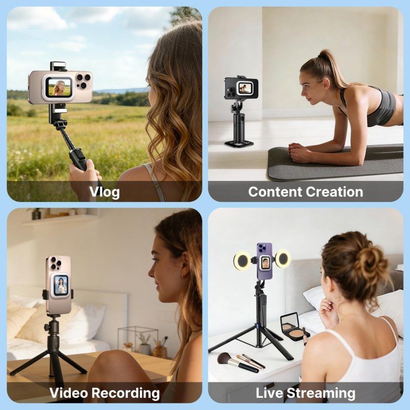 T30 Magnetic Selfie Monitor for Phone – Wireless Bluetooth Vlog Selfie Screen & Remote Camera Preview