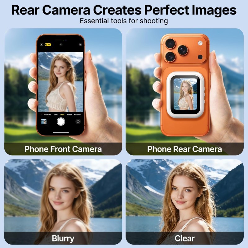 T30 Magnetic Selfie Monitor for Phone – Wireless Bluetooth Vlog Selfie Screen & Remote Camera Preview