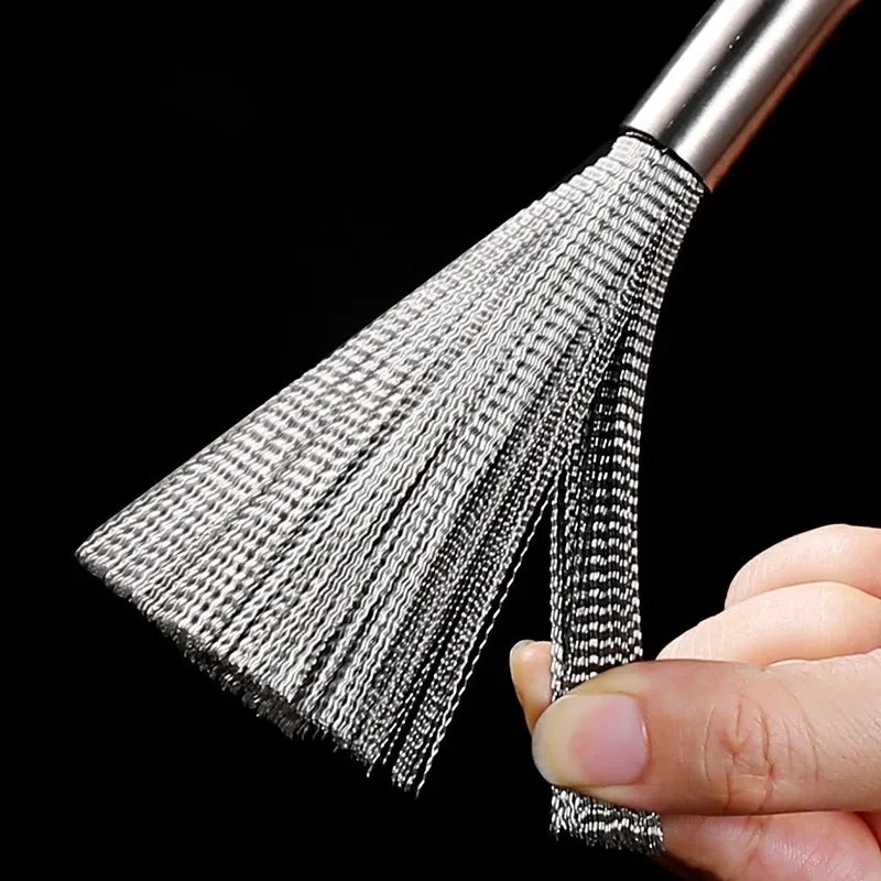 Long Handle Stainless Steel Kitchen Scrubbing Broom – Heavy Duty Pot, Pan & Sink Cleaning Brush- 000979