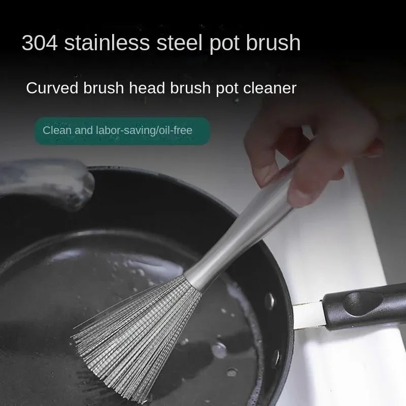 2pcs Long Handle Stainless Steel Kitchen Scrubbing Broom – Heavy Duty Pot, Pan & Sink Cleaning Brush- 000979