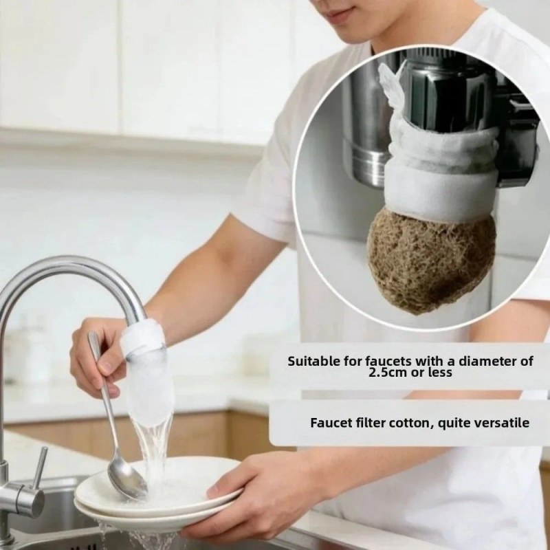 50Pcs Anti-splash Cotton Thickened Filter High-density Universal Faucet Filter (with 10pcs T-strap)-0941