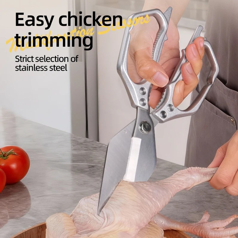 Stainless Steel Kitchen Scissors Poultry Shears Fish Bone Remover Multi functional Scissors- 000982