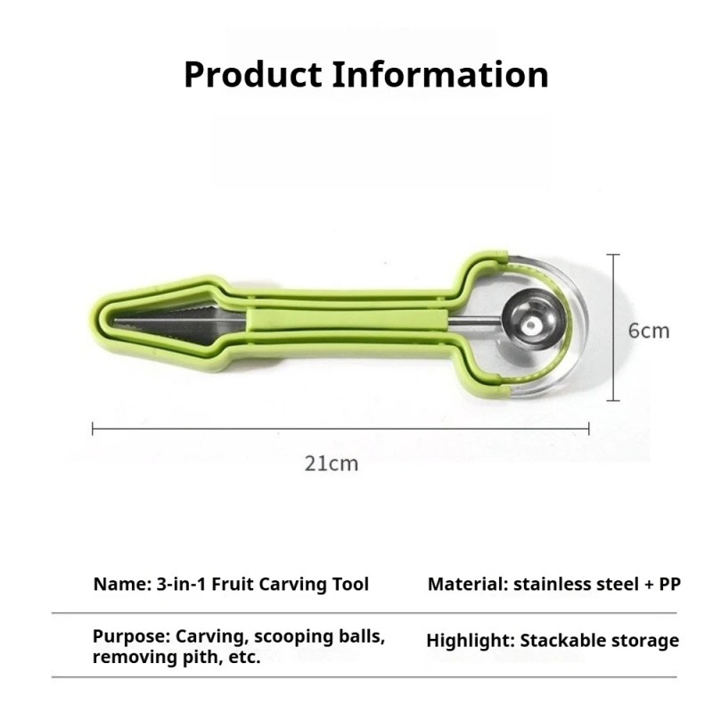 4 in 1 Fruit Carving Knife Cutter Fruit Platter Fruit Dig Pulp Separator Kitchen Home Tools-0944