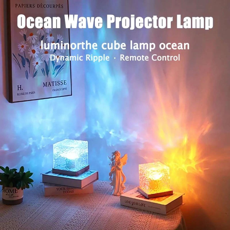 16 Color RGB Water Ripple Lamp with Remote | Rotating Dynamic Shadow Atmosphere Light-000961