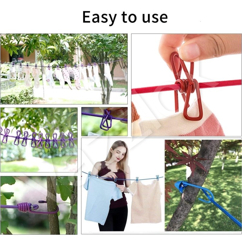 Portable Retractable Clothesline with 12 Clips – 9 Meter Elastic Clothes Drying Rope_000972