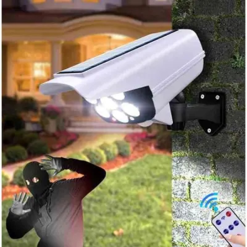 77 LED Solar Security Light with Dummy Camera Design, PIR Motion Sensor & Remote Control-000973