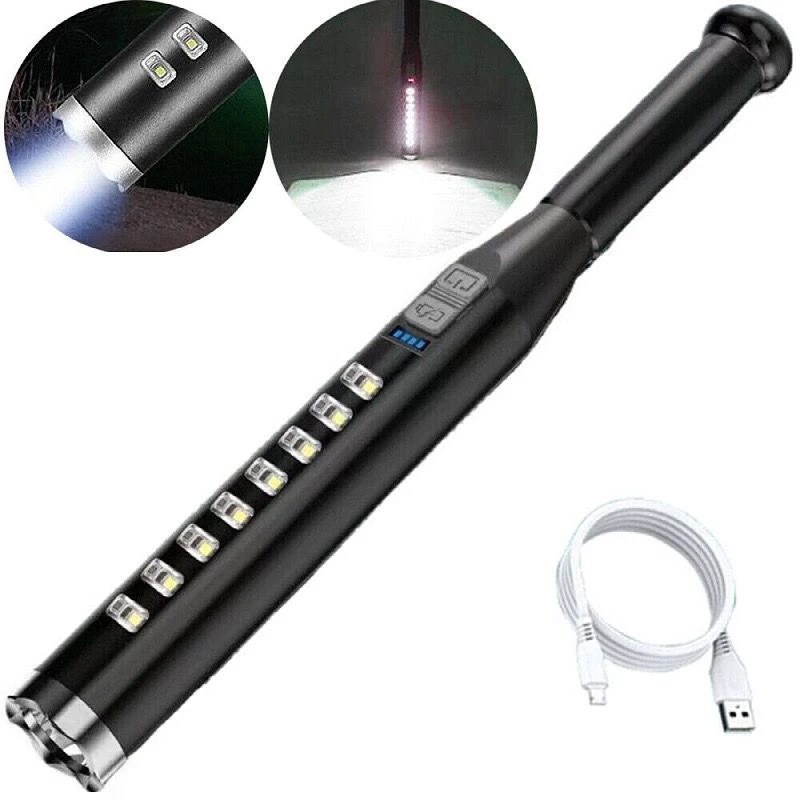 High Power Rechargeable LED Flashlight with COB Light | Lightweight ABS Body USB Emergency Torch EBW2032