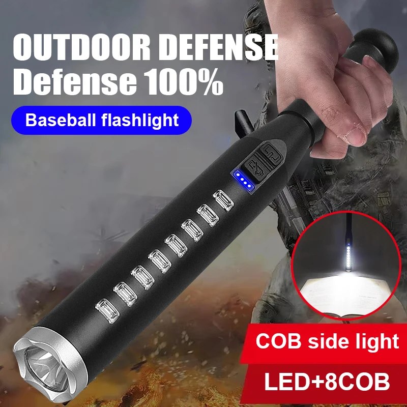 High Power Rechargeable LED Flashlight with COB Light | Lightweight ABS Body USB Emergency Torch EBW2032