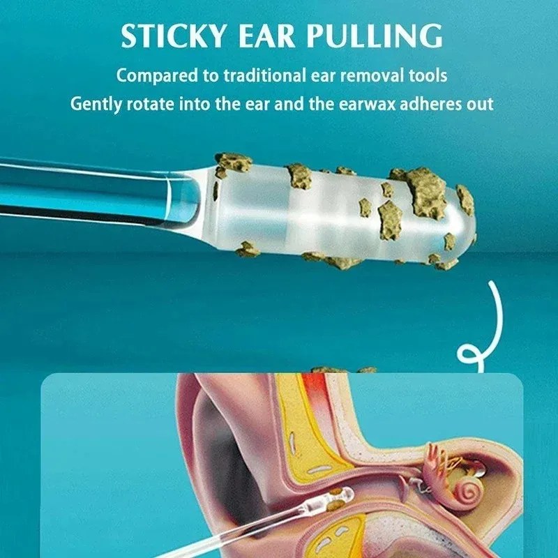24 Pcs Reusable Silicone Sticky Ear Picks | Washable Ear Wax Remover for Adults & Kids_000956