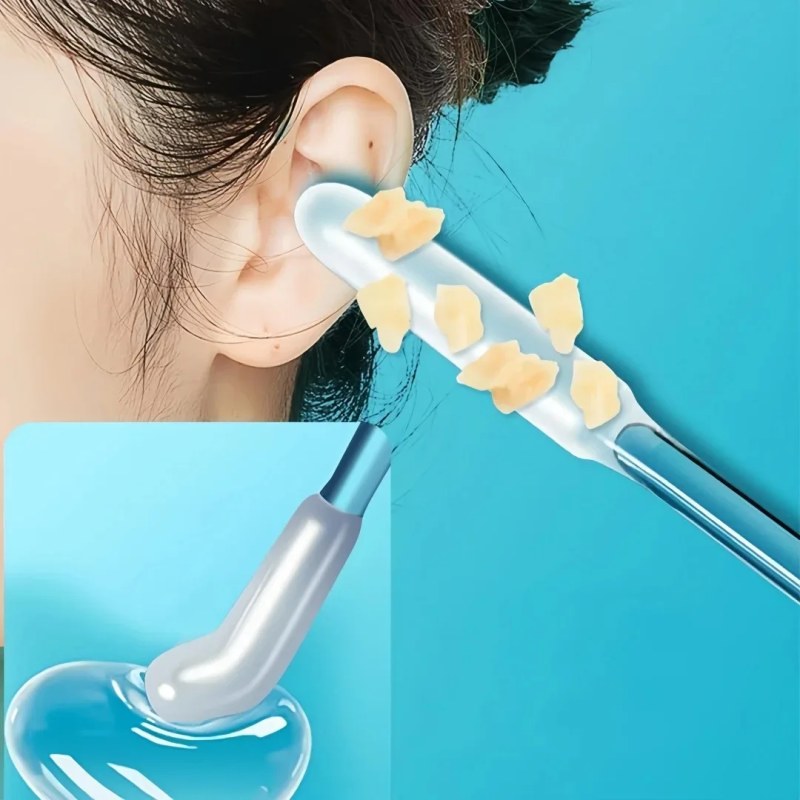 24 Pcs Reusable Silicone Sticky Ear Picks | Washable Ear Wax Remover for Adults & Kids_000956